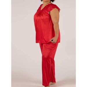 Shadowline women’s two piece, short sleeve, red pajama set size 1X